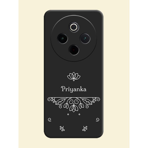 Lotus Garden Custom Text On Space Black Custom Soft Matte Mobile Back Cover - iQOO Z10 5G Lotus Garden Custom Text On Space Black Custom Soft Matte Mobile Back Cover - iQOO Z10 5G