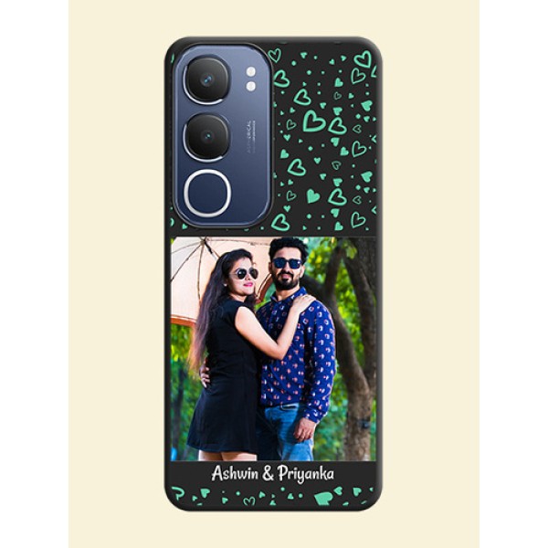 Sea Green Indefinite Love Pattern on Photo On Space Black Custom Soft Matte Mobile Back Cover - iQOO Z10 Lite