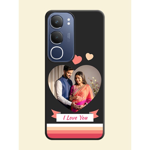 Love Shaped Photo with Colorful Stripes On Space Black Custom Soft Matte Mobile Back Cover - iQOO Z10 Lite Love Shaped Photo with Colorful Stripes On Space Black Custom Soft Matte Mobile Back Cover - iQOO Z10 Lite