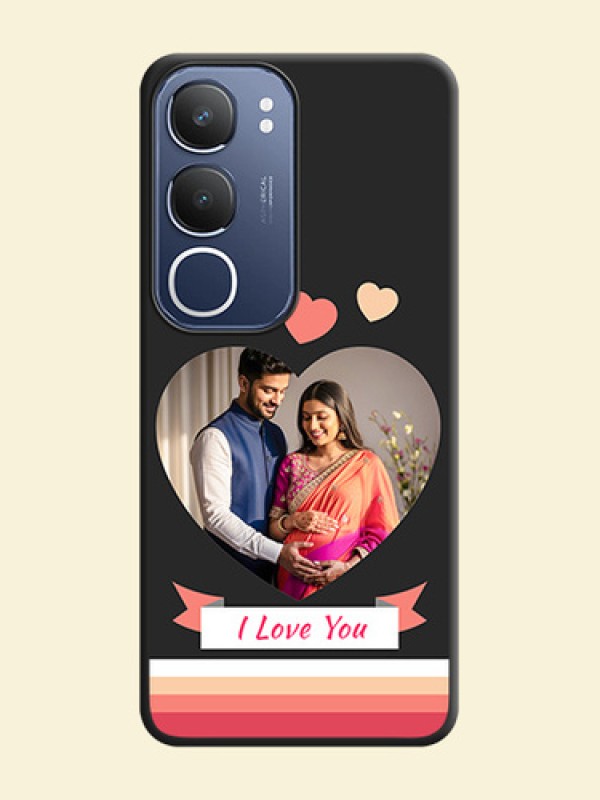 Love Shaped Photo with Colorful Stripes On Space Black Custom Soft Matte Mobile Back Cover - iQOO Z10 Lite