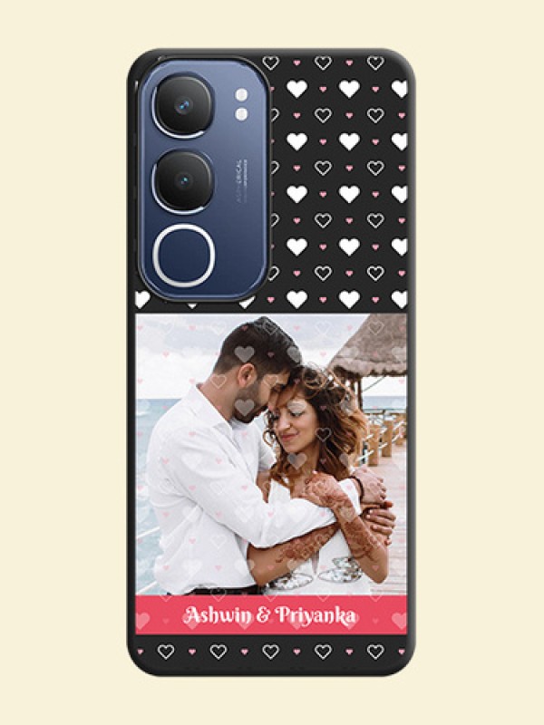 White Color Love Symbols with Text Design on Photo On Space Black Custom Soft Matte Mobile Back Cover - iQOO Z10 Lite