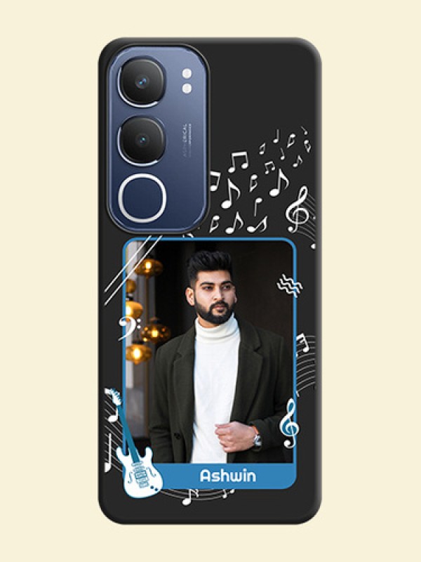Musical Theme Design with Text on Photo On Space Black Custom Soft Matte Mobile Back Cover - iQOO Z10 Lite