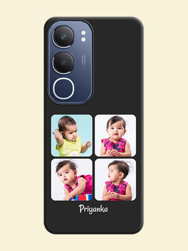 Floral Art with 6 Image Holder on Photo On Space Black Custom Soft Matte Mobile Back Cover - iQOO Z10 Lite