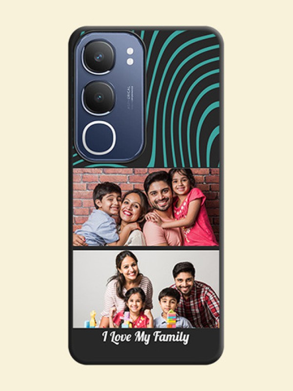 Wave Pattern with 2 Image Holder On Space Black Custom Soft Matte Mobile Back Cover - iQOO Z10 Lite