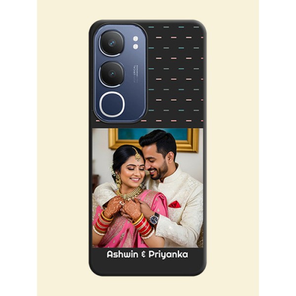 Line Pattern Design with Text On Space Black Custom Soft Matte Mobile Back Cover - iQOO Z10 Lite Line Pattern Design with Text On Space Black Custom Soft Matte Mobile Back Cover - iQOO Z10 Lite