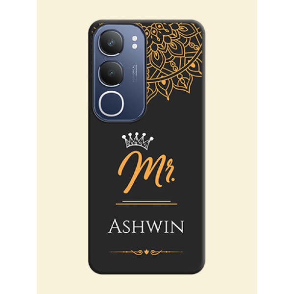 Mr Name with Floral Design On Space Black Custom Soft Matte Mobile Back Cover - iQOO Z10 Lite Mr Name with Floral Design On Space Black Custom Soft Matte Mobile Back Cover - iQOO Z10 Lite