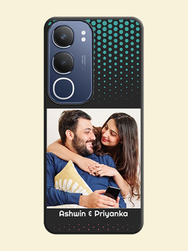 Faded Dots with Grunge Photo Frame and Text On Space Black Custom Soft Matte Mobile Back Cover - iQOO Z10 Lite
