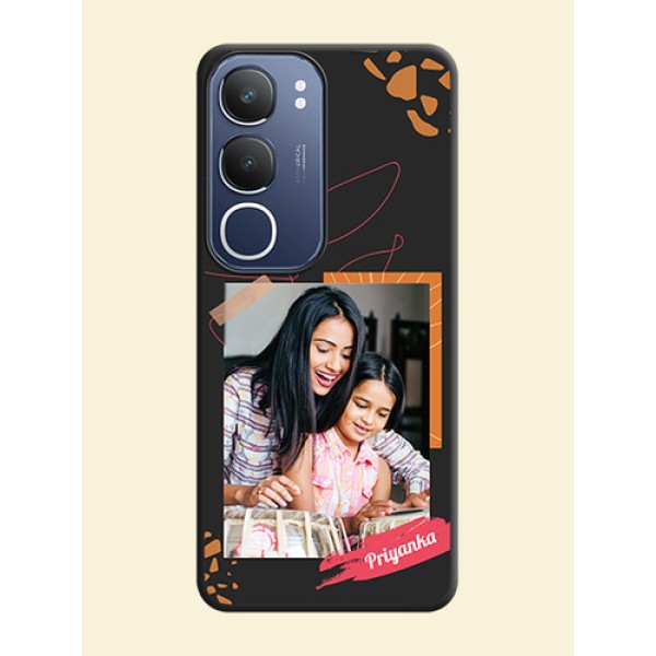 Orange Photo Frame On Space Black Custom Soft Matte Mobile Back Cover - iQOO Z10 Lite Orange Photo Frame On Space Black Custom Soft Matte Mobile Back Cover - iQOO Z10 Lite