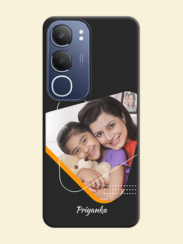 Yellow Triangle on Photo On Space Black Custom Soft Matte Mobile Back Cover - iQOO Z10 Lite