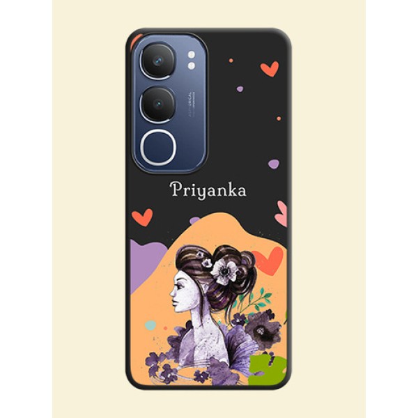 Namecase For Her With Fancy Lady Image On Space Black Custom Soft Matte Mobile Back Cover - iQOO Z10 Lite