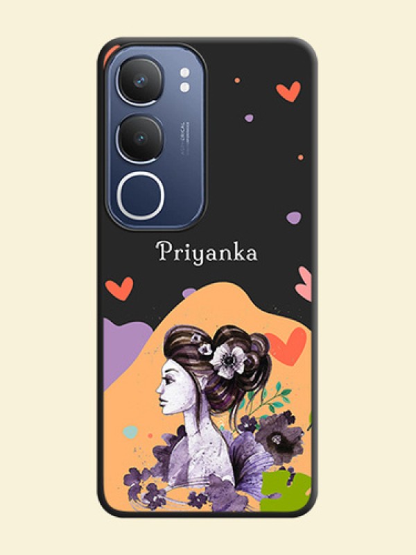 Namecase For Her With Fancy Lady Image On Space Black Custom Soft Matte Mobile Back Cover - iQOO Z10 Lite