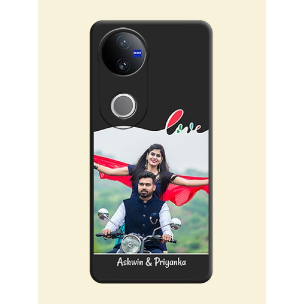 Fall in Love Pattern with Picture on Photo On Space Black Custom Soft Matte Mobile Back Cover - iQOO Z10R Fall in Love Pattern with Picture on Photo On Space Black Custom Soft Matte Mobile Back Cover - iQOO Z10R