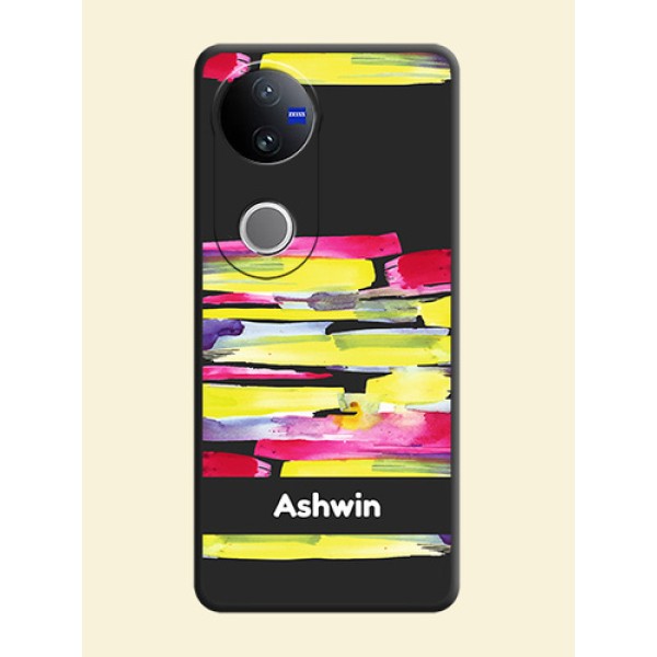 Brush Coloured On Space Black Custom Soft Matte Mobile Back Cover - iQOO Z10R Brush Coloured On Space Black Custom Soft Matte Mobile Back Cover - iQOO Z10R