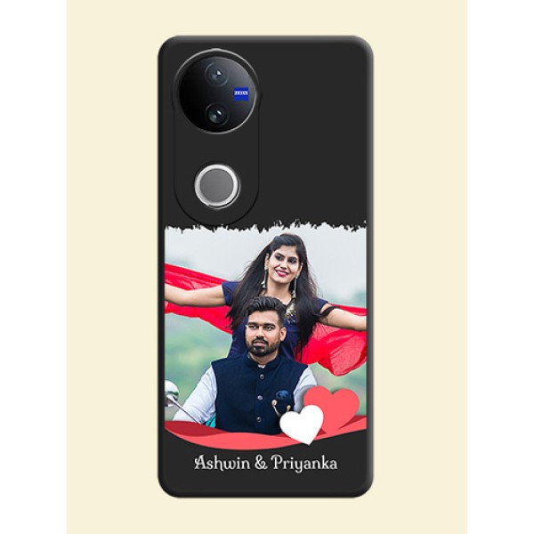 Pin Color Love Shaped Ribbon Design with Text On Space Black Custom Soft Matte Mobile Back Cover - iQOO Z10R