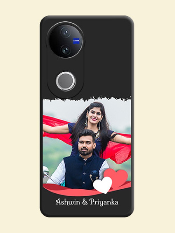 Pin Color Love Shaped Ribbon Design with Text On Space Black Custom Soft Matte Mobile Back Cover - iQOO Z10R