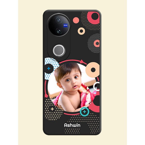 Multicoloured Round Image On Space Black Custom Soft Matte Mobile Back Cover - iQOO Z10R Multicoloured Round Image On Space Black Custom Soft Matte Mobile Back Cover - iQOO Z10R