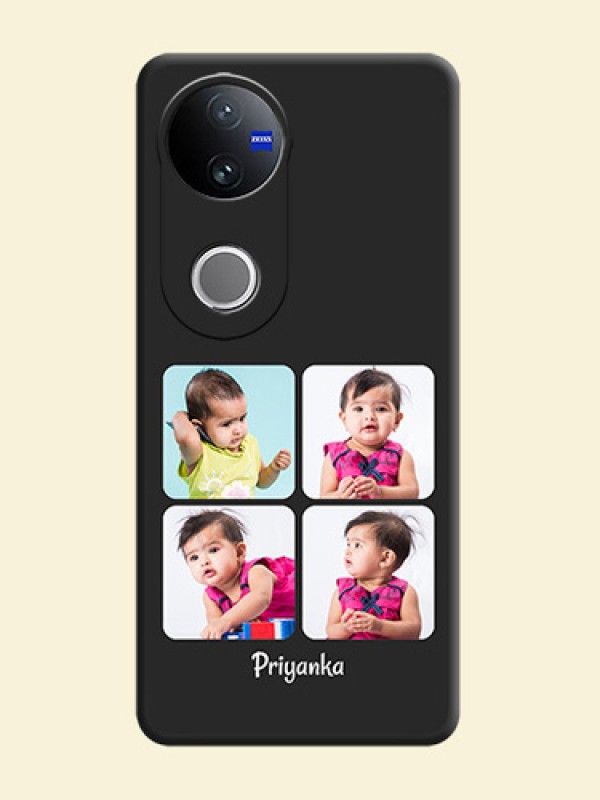 Floral Art with 6 Image Holder on Photo On Space Black Custom Soft Matte Mobile Back Cover - iQOO Z10R