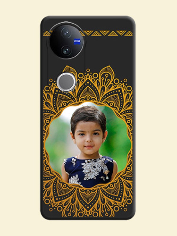 Round Image with Floral Design On Space Black Custom Soft Matte Mobile Back Cover - iQOO Z10R
