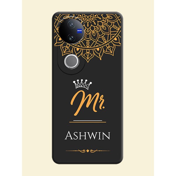 Mr Name with Floral Design On Space Black Custom Soft Matte Mobile Back Cover - iQOO Z10R Mr Name with Floral Design On Space Black Custom Soft Matte Mobile Back Cover - iQOO Z10R