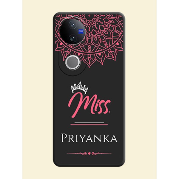 Mrs Name with Floral Design On Space Black Custom Soft Matte Mobile Back Cover - iQOO Z10R Mrs Name with Floral Design On Space Black Custom Soft Matte Mobile Back Cover - iQOO Z10R