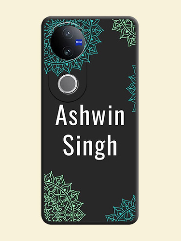 Your Name with Floral Design On Space Black Custom Soft Matte Mobile Back Cover - iQOO Z10R