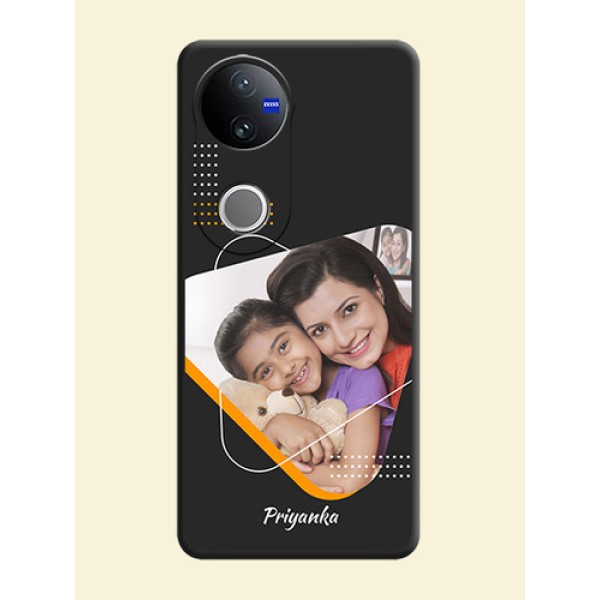 Yellow Triangle on Photo On Space Black Custom Soft Matte Mobile Back Cover - iQOO Z10R Yellow Triangle on Photo On Space Black Custom Soft Matte Mobile Back Cover - iQOO Z10R