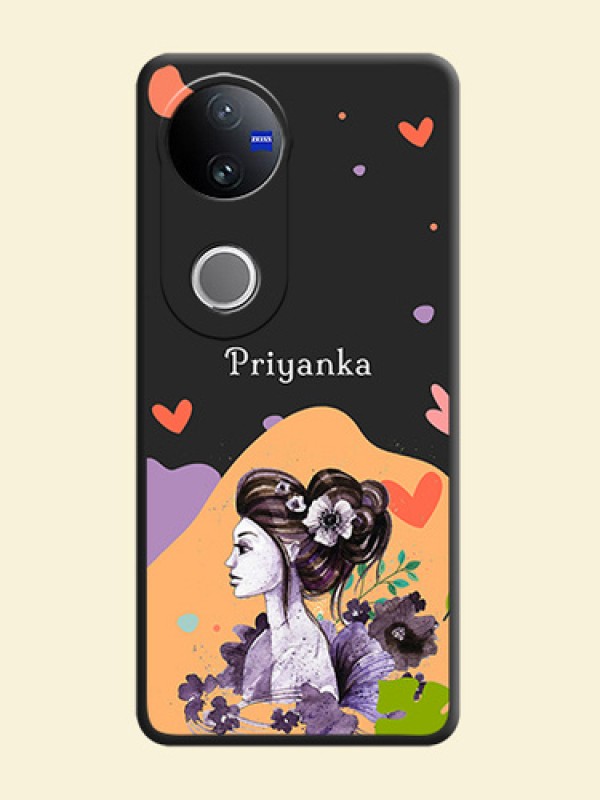 Namecase For Her With Fancy Lady Image On Space Black Custom Soft Matte Mobile Back Cover - iQOO Z10R