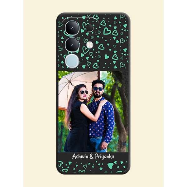 Sea Green Indefinite Love Pattern on Photo On Space Black Custom Soft Matte Mobile Back Cover - iQOO Z10x 5G