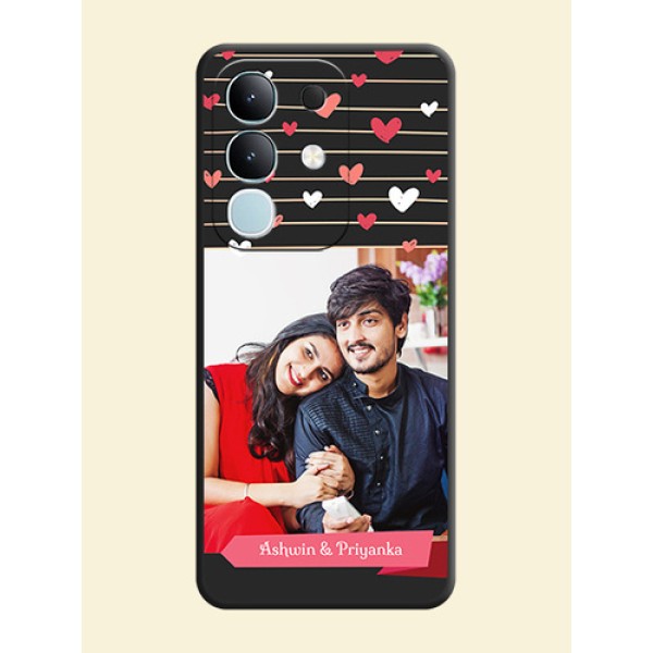 Love Pattern with Name on Pink Ribbon on Photo On Space Black Custom Soft Matte Mobile Back Cover - iQOO Z10x 5G Love Pattern with Name on Pink Ribbon on Photo On Space Black Custom Soft Matte Mobile Back Cover - iQOO Z10x 5G