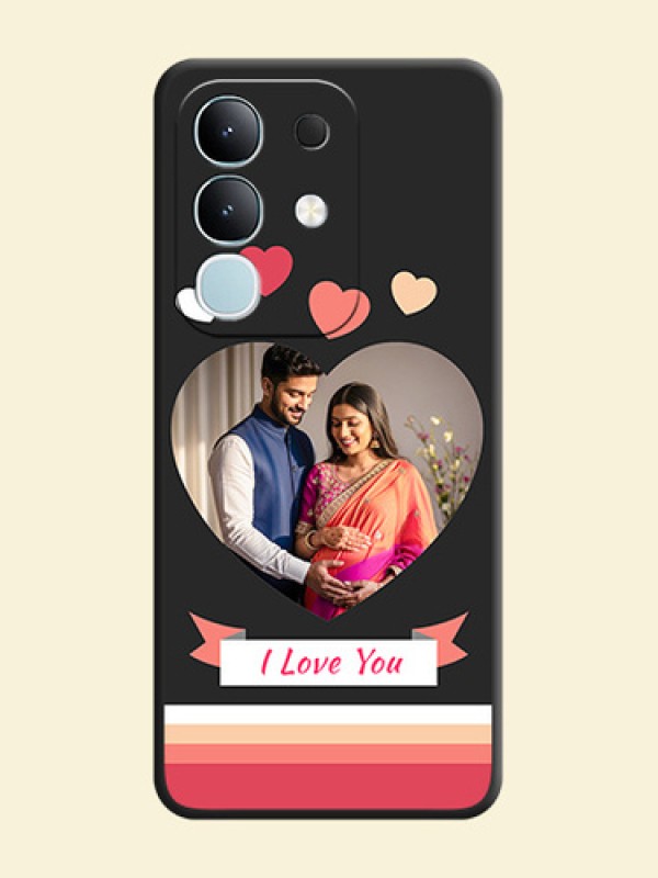 Love Shaped Photo with Colorful Stripes On Space Black Custom Soft Matte Mobile Back Cover - iQOO Z10x 5G