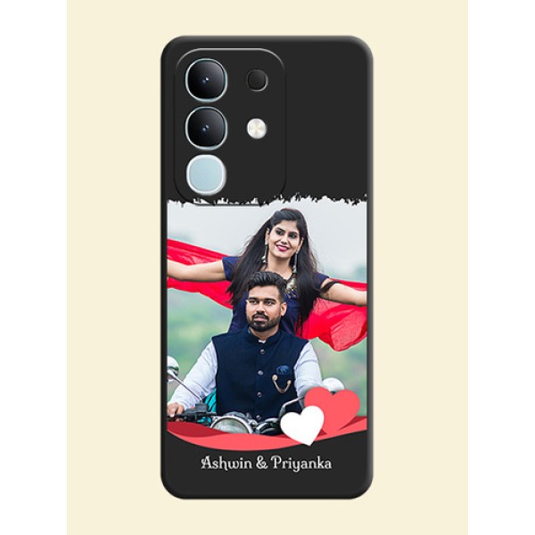 Pin Color Love Shaped Ribbon Design with Text On Space Black Custom Soft Matte Mobile Back Cover - iQOO Z10x 5G