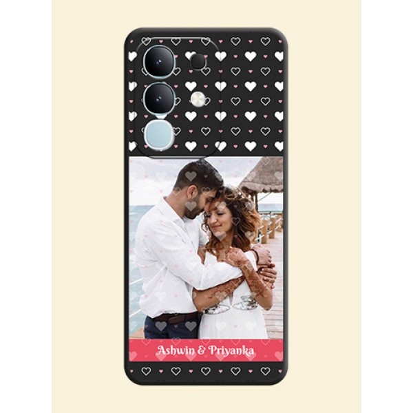 White Color Love Symbols with Text Design on Photo On Space Black Custom Soft Matte Mobile Back Cover - iQOO Z10x 5G