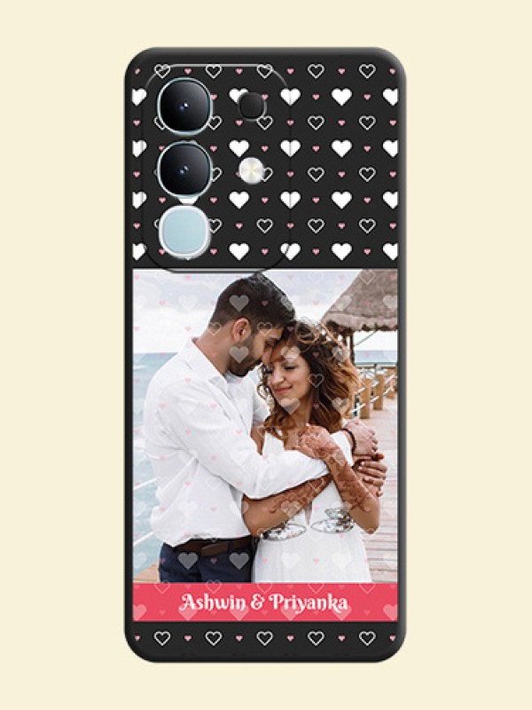 White Color Love Symbols with Text Design on Photo On Space Black Custom Soft Matte Mobile Back Cover - iQOO Z10x 5G