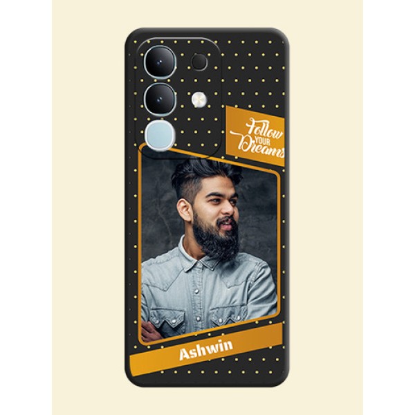 Follow Your Dreams with White Dots On Space Black Custom Soft Matte Mobile Back Cover - iQOO Z10x 5G Follow Your Dreams with White Dots On Space Black Custom Soft Matte Mobile Back Cover - iQOO Z10x 5G