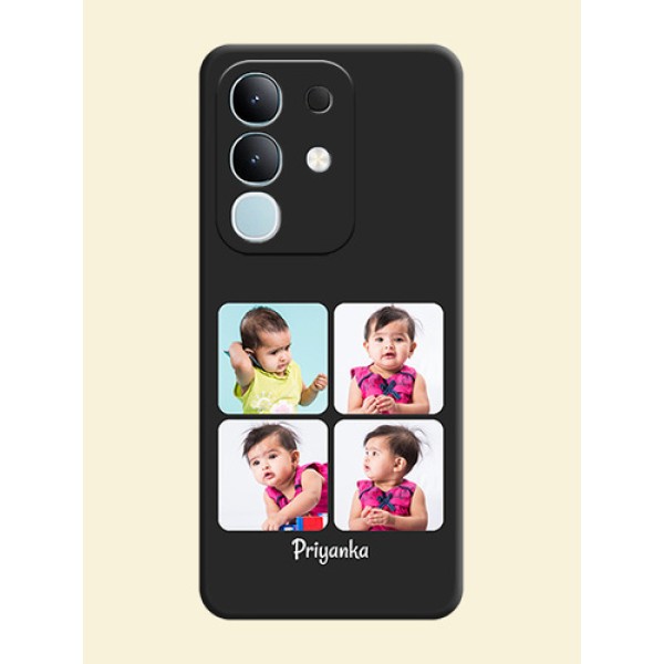 Floral Art with 6 Image Holder on Photo On Space Black Custom Soft Matte Mobile Back Cover - iQOO Z10x 5G Floral Art with 6 Image Holder on Photo On Space Black Custom Soft Matte Mobile Back Cover - iQOO Z10x 5G