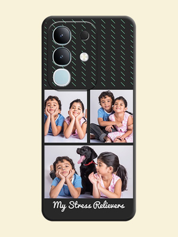 Cross Dotted Pattern with 2 Image Holder On Space Black Custom Soft Matte Mobile Back Cover - iQOO Z10x 5G