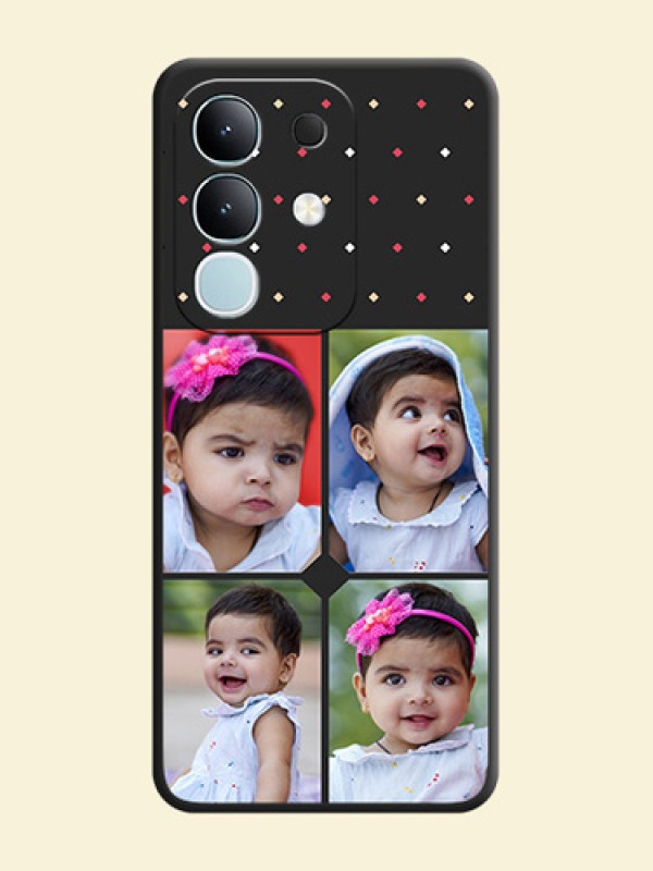 Multicolor Dotted Pattern with 4 Image Holder On Space Black Custom Soft Matte Mobile Back Cover - iQOO Z10x 5G