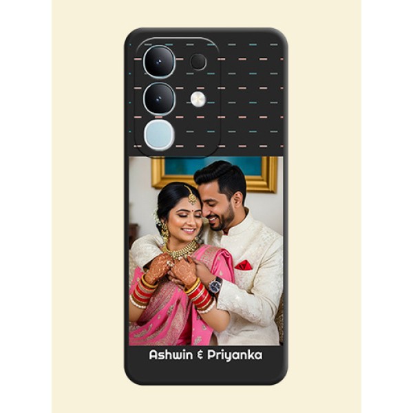 Line Pattern Design with Text On Space Black Custom Soft Matte Mobile Back Cover - iQOO Z10x 5G Line Pattern Design with Text On Space Black Custom Soft Matte Mobile Back Cover - iQOO Z10x 5G