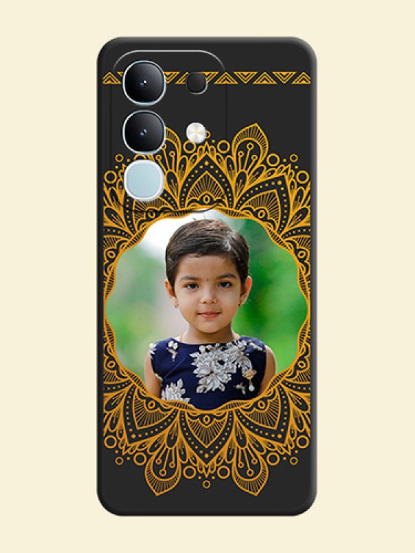 Round Image with Floral Design On Space Black Custom Soft Matte Mobile Back Cover - iQOO Z10x 5G