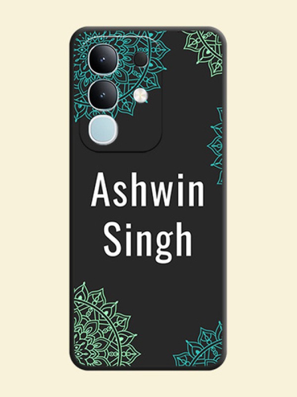 Your Name with Floral Design On Space Black Custom Soft Matte Mobile Back Cover - iQOO Z10x 5G
