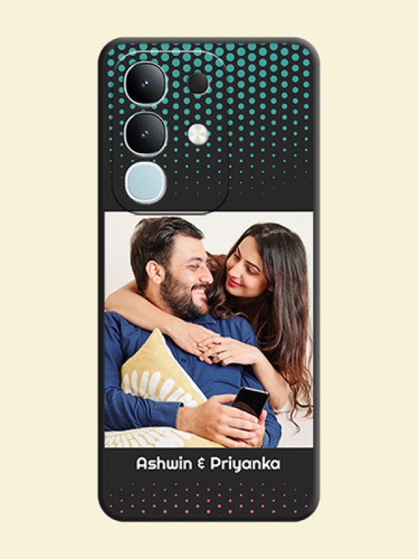 Faded Dots with Grunge Photo Frame and Text On Space Black Custom Soft Matte Mobile Back Cover - iQOO Z10x 5G