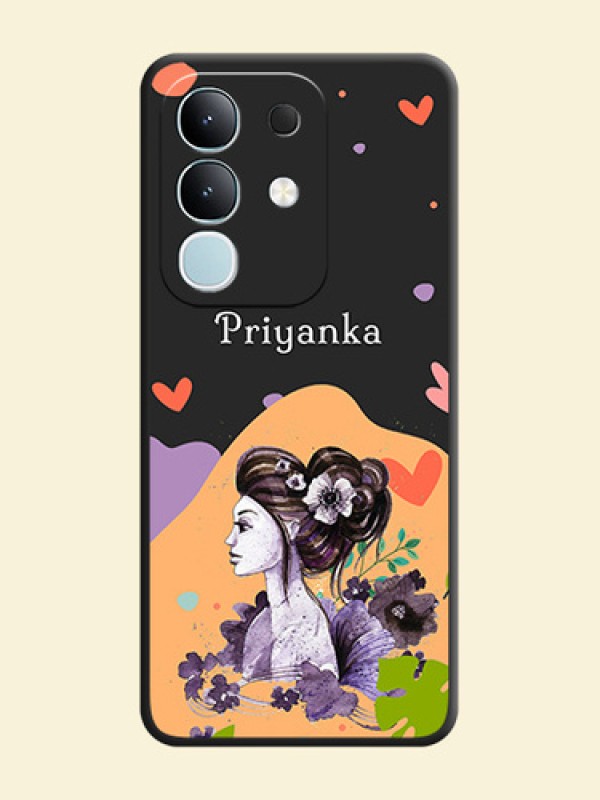 Namecase For Her With Fancy Lady Image On Space Black Custom Soft Matte Mobile Back Cover - iQOO Z10x 5G