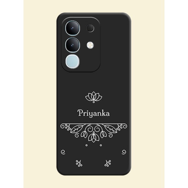 Lotus Garden Custom Text On Space Black Custom Soft Matte Mobile Back Cover - iQOO Z10x 5G Lotus Garden Custom Text On Space Black Custom Soft Matte Mobile Back Cover - iQOO Z10x 5G