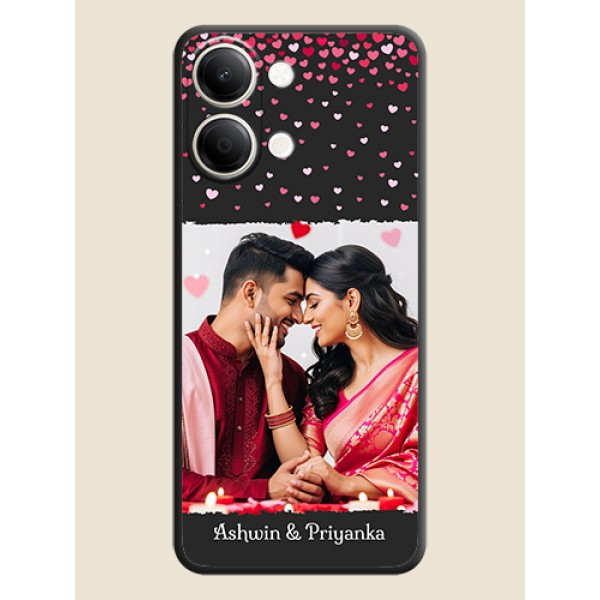 Fall in Love with Your Partner on Photo On Space Black Custom Soft Matte Mobile Back Cover - iQOO Z11 Lite 5G Fall in Love with Your Partner on Photo On Space Black Custom Soft Matte Mobile Back Cover - iQOO Z11 Lite 5G
