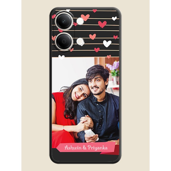 Love Pattern with Name on Pink Ribbon on Photo On Space Black Custom Soft Matte Mobile Back Cover - iQOO Z11 Lite 5G Love Pattern with Name on Pink Ribbon on Photo On Space Black Custom Soft Matte Mobile Back Cover - iQOO Z11 Lite 5G