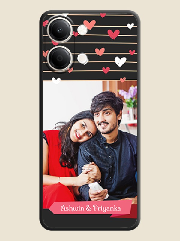 Love Pattern with Name on Pink Ribbon on Photo On Space Black Custom Soft Matte Mobile Back Cover - iQOO Z11 Lite 5G