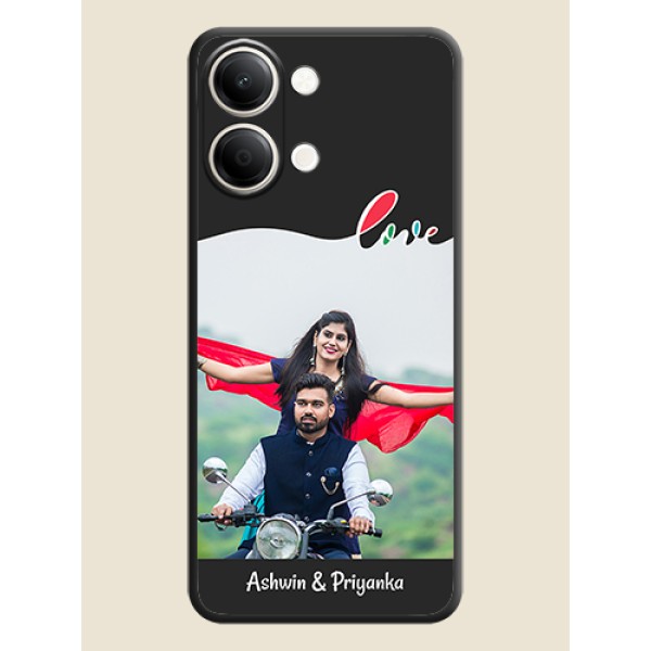 Fall in Love Pattern with Picture on Photo On Space Black Custom Soft Matte Mobile Back Cover - iQOO Z11 Lite 5G Fall in Love Pattern with Picture on Photo On Space Black Custom Soft Matte Mobile Back Cover - iQOO Z11 Lite 5G