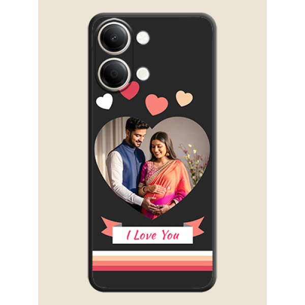 Love Shaped Photo with Colorful Stripes On Space Black Custom Soft Matte Mobile Back Cover - iQOO Z11 Lite 5G