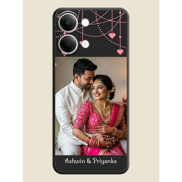 Pink Love Hangings with Text On Space Black Custom Soft Matte Mobile Back Cover - iQOO Z11 Lite 5G