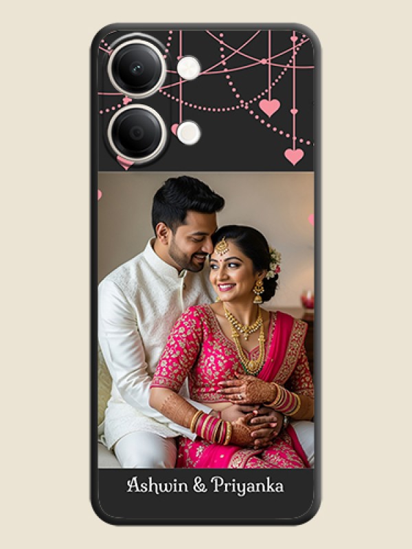 Pink Love Hangings with Text On Space Black Custom Soft Matte Mobile Back Cover - iQOO Z11 Lite 5G